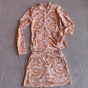 Tommy Bahama Size Medium Orange Shell Golf Set. Jacket and skort